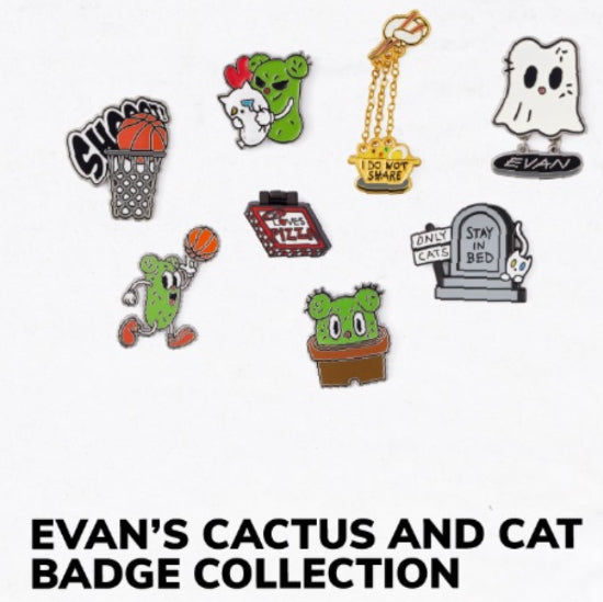 ARTIST-MADE COLLECTION BY ENHYPEN HEESEUNG ] EVAN'S CACTUS AND CAT BADGE COLLECTION