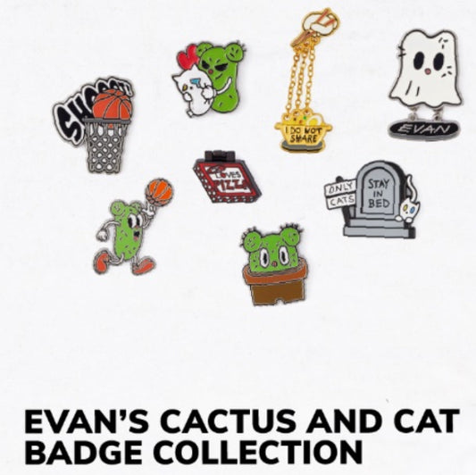 ARTIST-MADE COLLECTION BY ENHYPEN HEESEUNG ] EVAN'S CACTUS AND CAT BADGE COLLECTION
