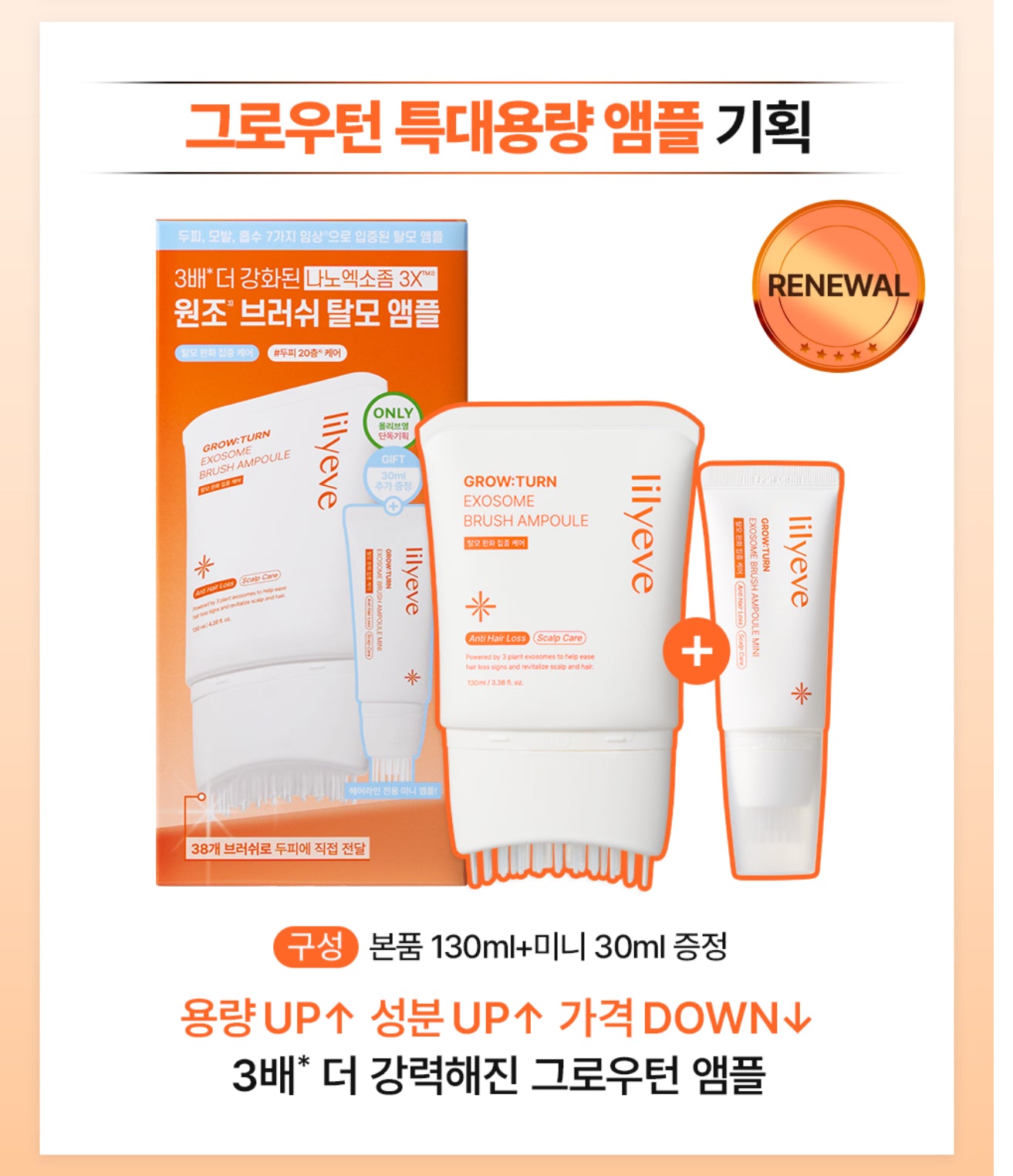 lilyeve Grow Turn Exosome Brush Ampoule 130ml Set (+30ml)